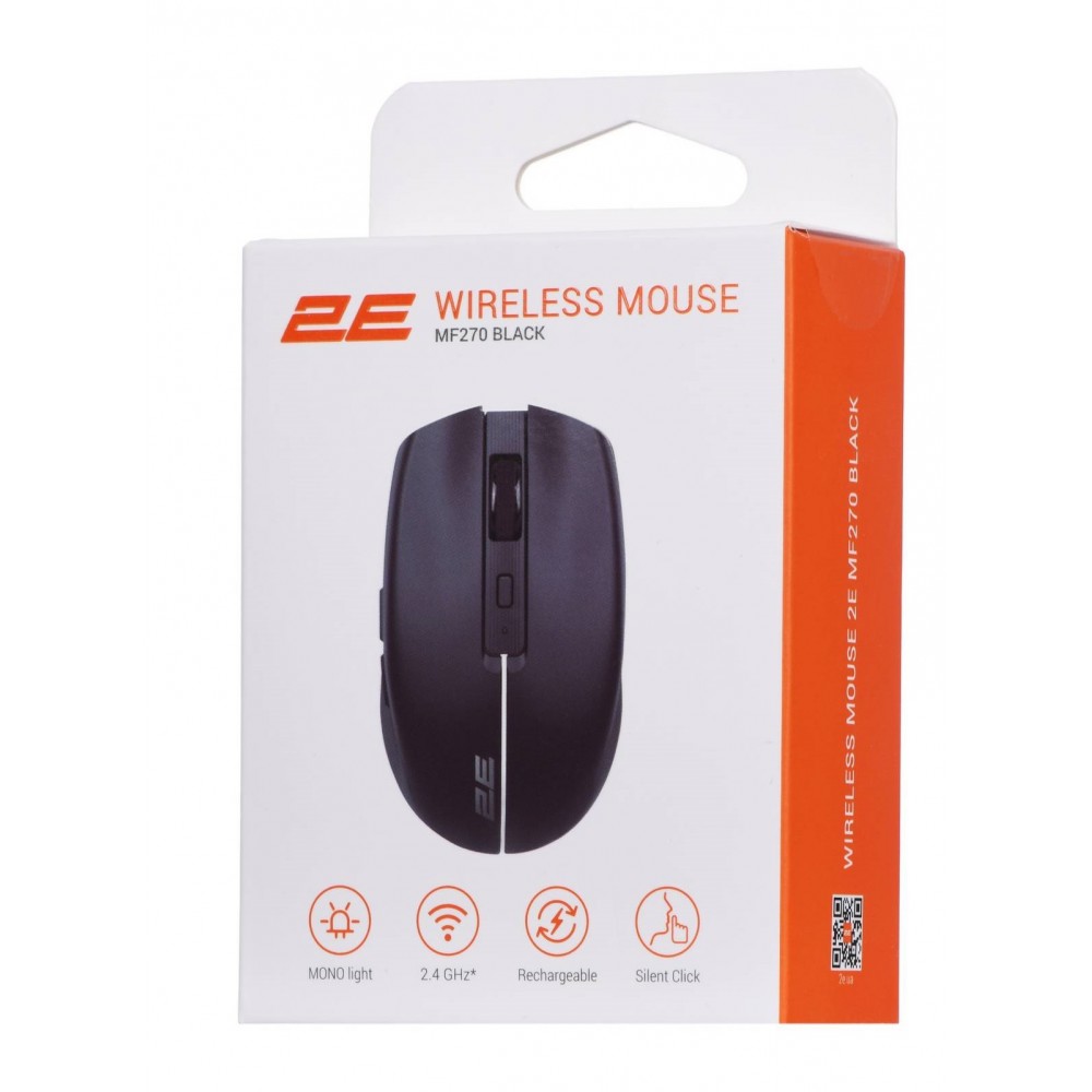 Мышь беспроводная 2E MF270 Silent Rechargeable WL Black (2E-MF270WBK)