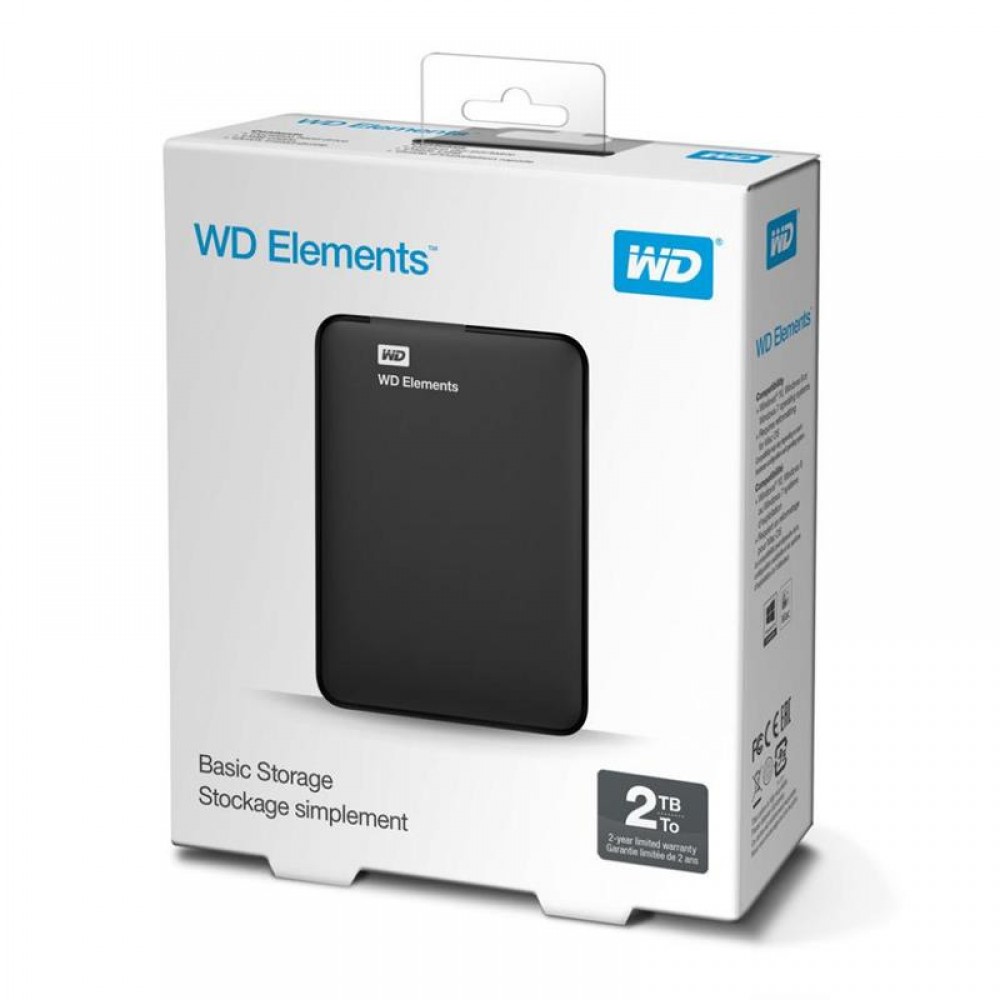 Внешний жесткий диск 2.5" USB 2.0TB WD Elements Portable Black (WDBU6Y0020BBK-WESN)