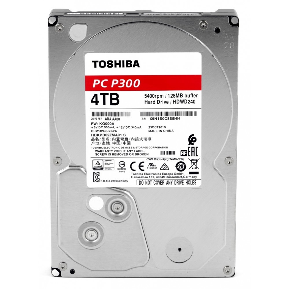 Накопитель HDD SATA 4.0TB Toshiba P300 5400rpm 128MB (HDWD240UZSVA)