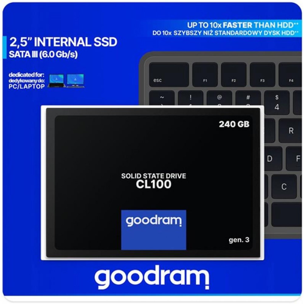 Накопитель SSD 240GB GOODRAM CL100 GEN.3 2.5" SATAIII 3D TLC (SSDPR-CL100-240-G3)