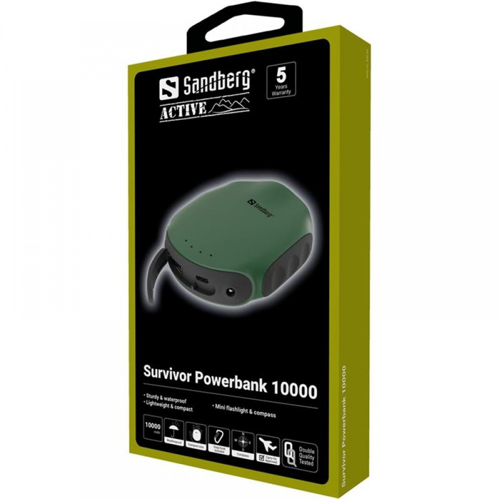 Универсальная мобильная батарея Sandberg Survivor Powerbank 10000mAh Green (420-60)