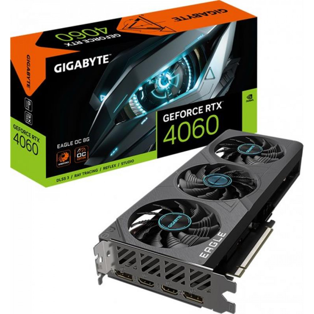 Видеокарта GF RTX 4060 8GB GDDR6 Eagle OC Gigabyte (GV-N4060EAGLE OC-8GD)