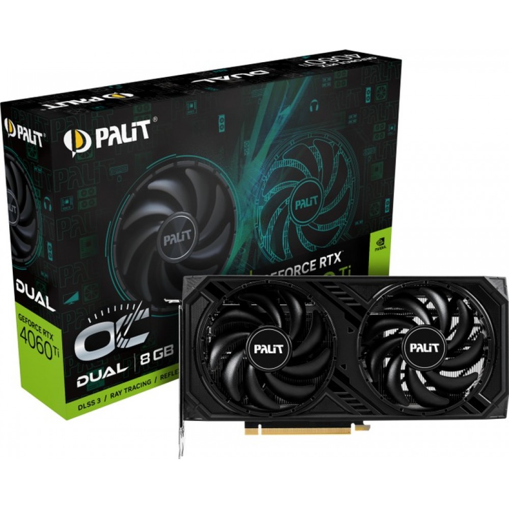 Відеокарта GF RTX 4060 Ti 8GB GDDR6 Dual OC Palit (NE6406TT19P1-1060D)