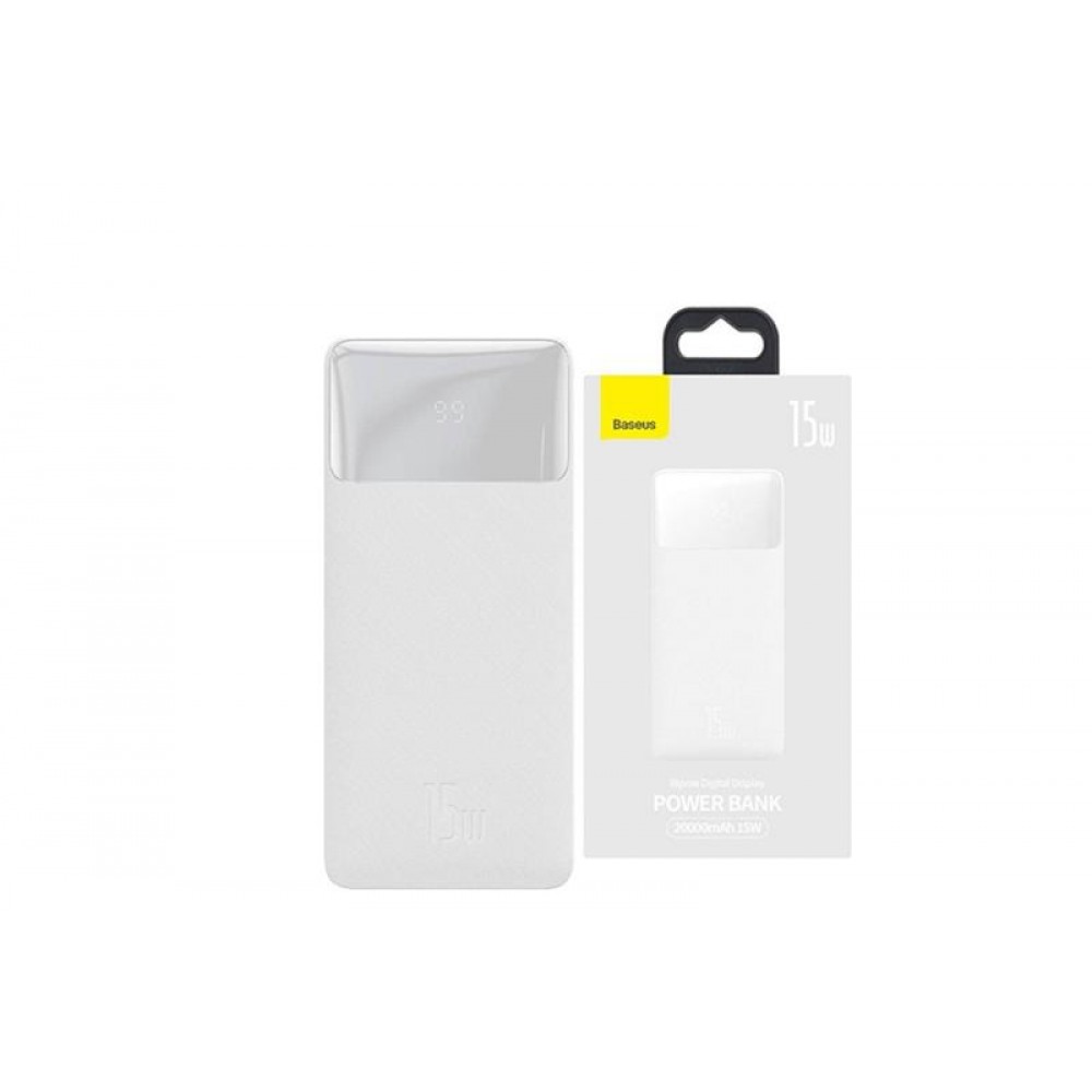 Універсальна мобільна батарея Baseus Bipow Digital Display 15W 20000mAh White (PPDML-J02) (1283126559204)