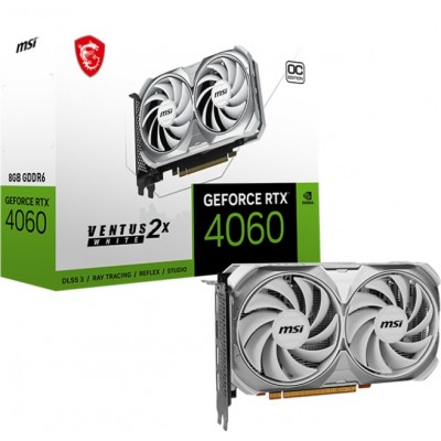 Видеокарта GF RTX 4060 8GB GDDR6 Ventus 2X White OC MSI (GeForce RTX 4060 VENTUS 2X WHITE 8G OC)