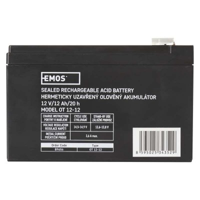 Аккумуляторная батарея Emos B9656 12V 12AH (FAST.6.3 MM) AGM