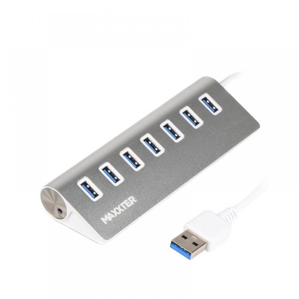 Концентратор USB 3.0 Maxxter 7хUSB3.0 Silver (HU3A-7P-01)