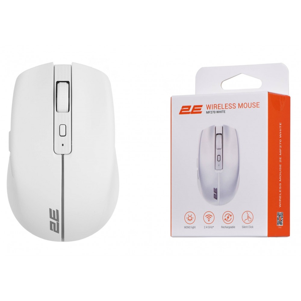 Мышь беспроводная 2E MF270 Silent Rechargeable WL White (2E-MF270WWH)