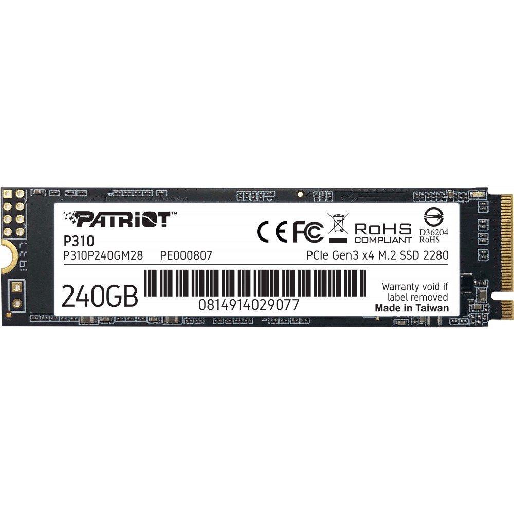 Накопитель SSD 240GB Patriot P310 M.2 2280 PCIe NVMe 3.0 x4 TLC (P310P240GM28)