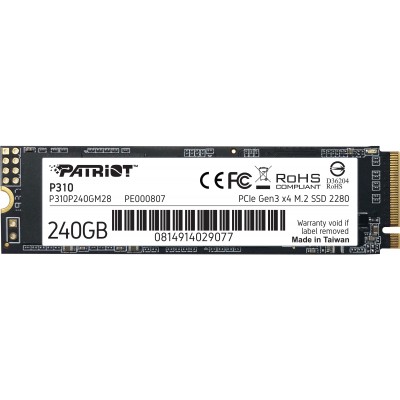 Накопитель SSD 240GB Patriot P310 M.2 2280 PCIe NVMe 3.0 x4 TLC (P310P240GM28)