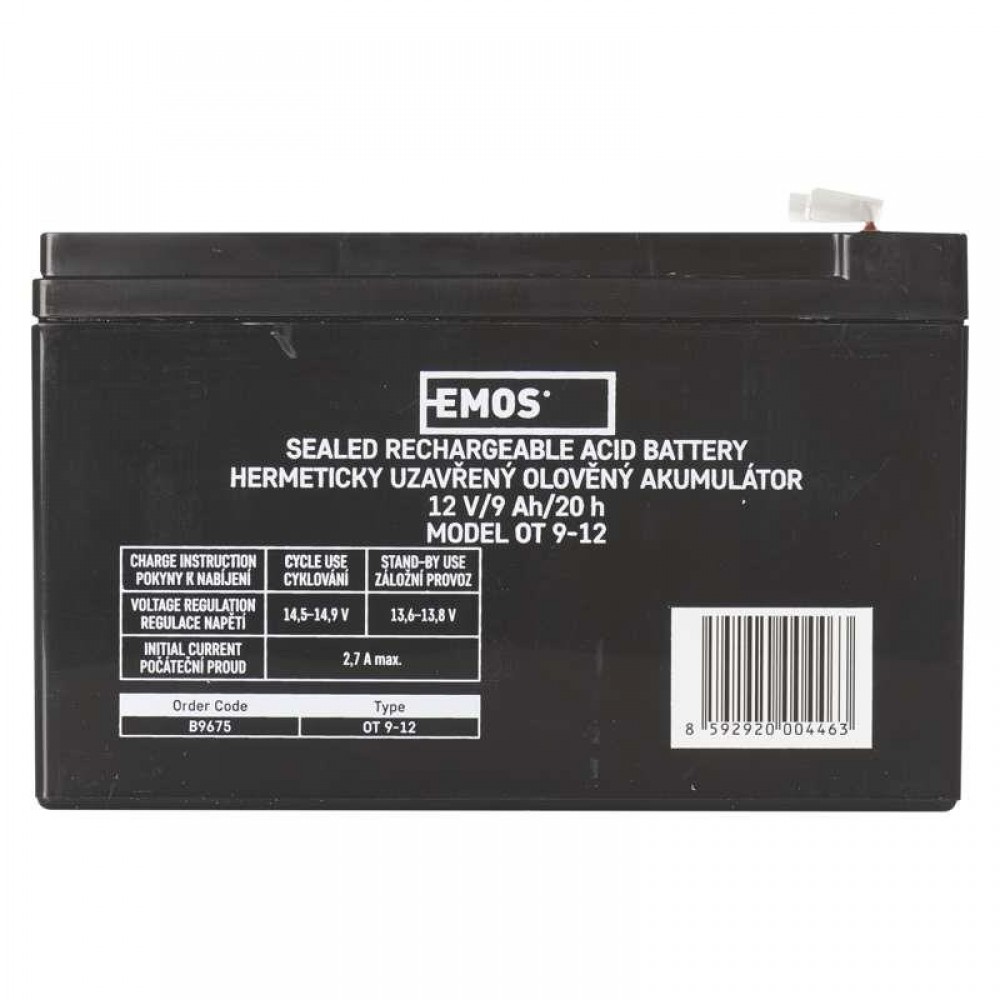 Аккумуляторная батарея Emos B9675 12V 9AH (FAST.6.3 MM) AGM