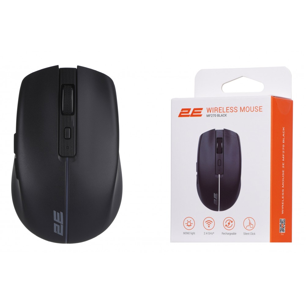 Мышь беспроводная 2E MF270 Silent Rechargeable WL Black (2E-MF270WBK)