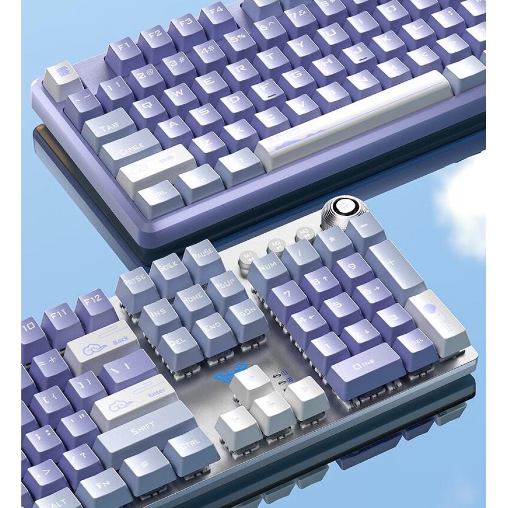 Клавиатура Aula Mechanical F2088 PRO White/Violet, plus 9 Purple keys KRGD blue (6948391234915)