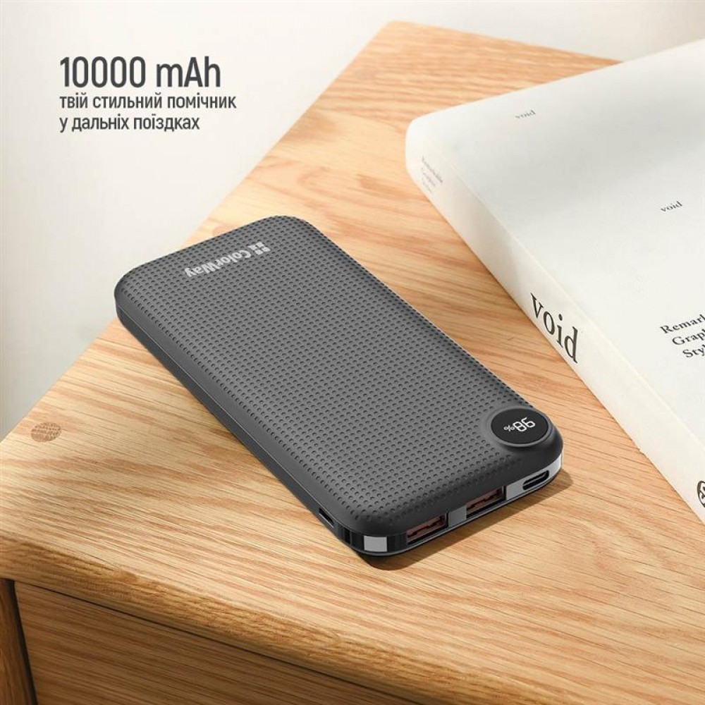 Power Bank ColorWay LCD 10000mAh Black (CW-PB100LPI3BK-PDD)