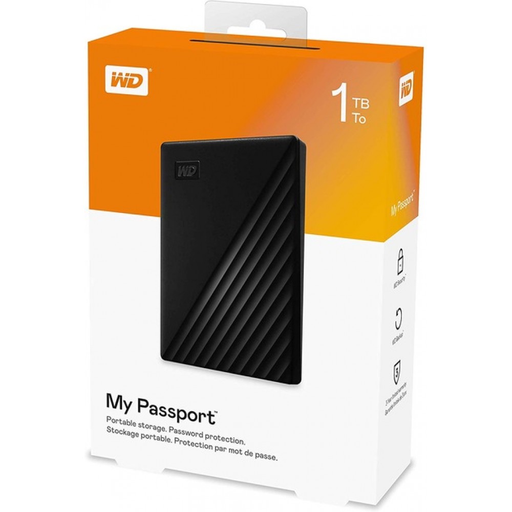 Внешний жесткий диск 2.5" USB 1.0TB WD My Passport Black (WDBYVG0010BBK-WESN)