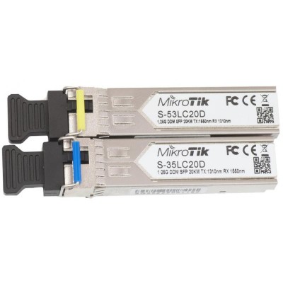 Модуль SFP MikroTik S-3553LC20D пара (1.25G Single Mode, LC, до 20км, поддерживает DDM)