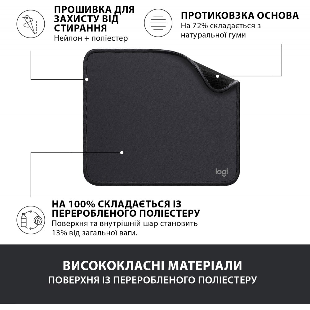 Игровая поверхность Logitech Mouse Pad Studio Graphite (956-000049)