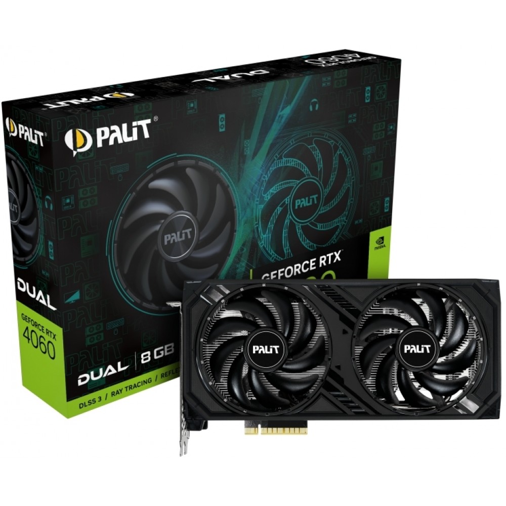 Видеокарта GF RTX 4060 8GB GDDR6 Dual Palit (NE64060019P1-1070D)