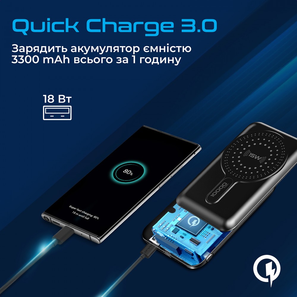 Универсальная мобильная батарея Promate PowerMag-10Pro Black 10000mAh