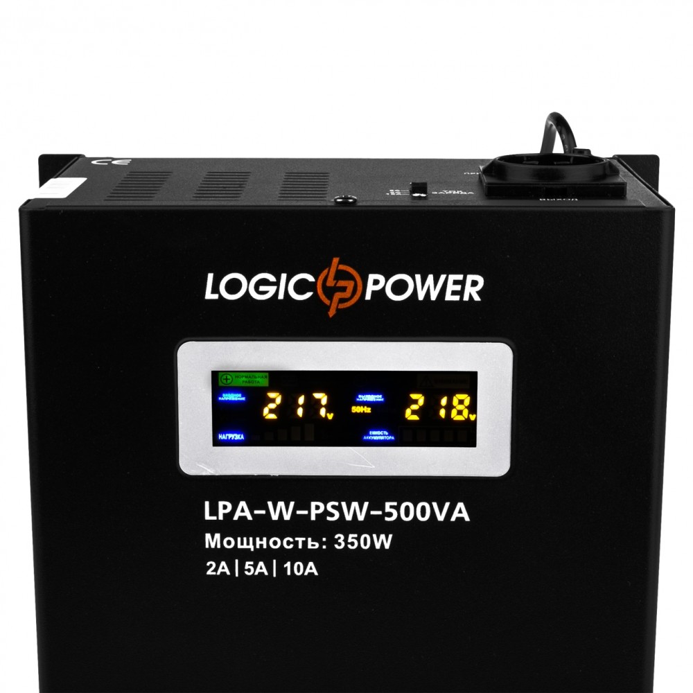 ИБП LogicPower LPA-W-PSW-500VA (350Вт)2A/5A/10A, Lin.int., AVR, 1 x евро, LCD, металл, с правильной