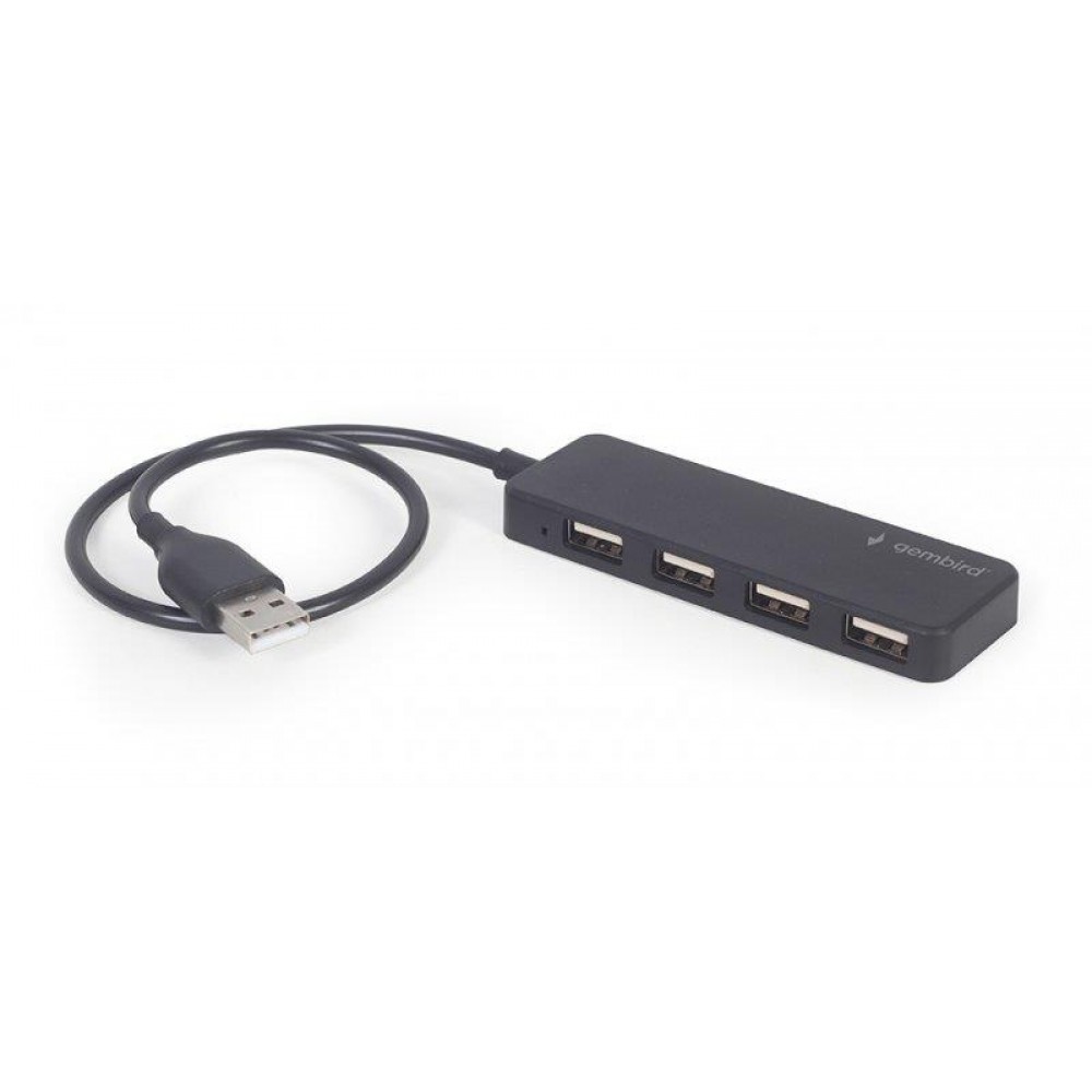 Концентратор USB Gembird 4хUSB2.0, пластик, Black (UHB-U2P4-06)