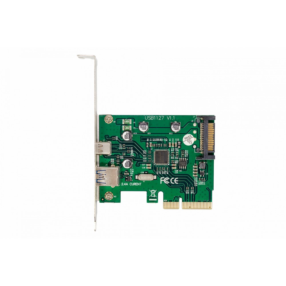 Плата расширения Frime PCI-E to USB3.1 TYPE-A+C (1+1 порты) ASM1142 (ECF-PCIEtoUSB009.LP)