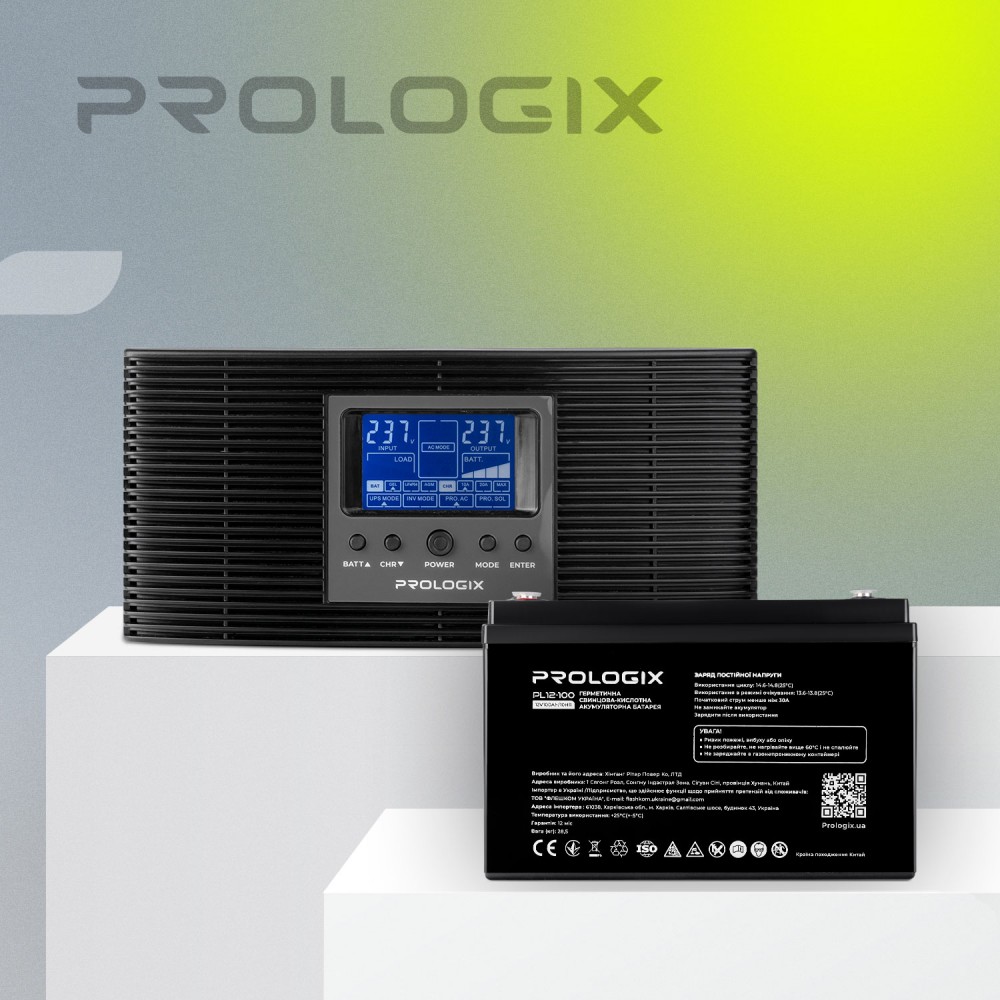 Комплект резервного питания Prologix 1000 (PLP1000XL) + АКБ PL12-100, AGM