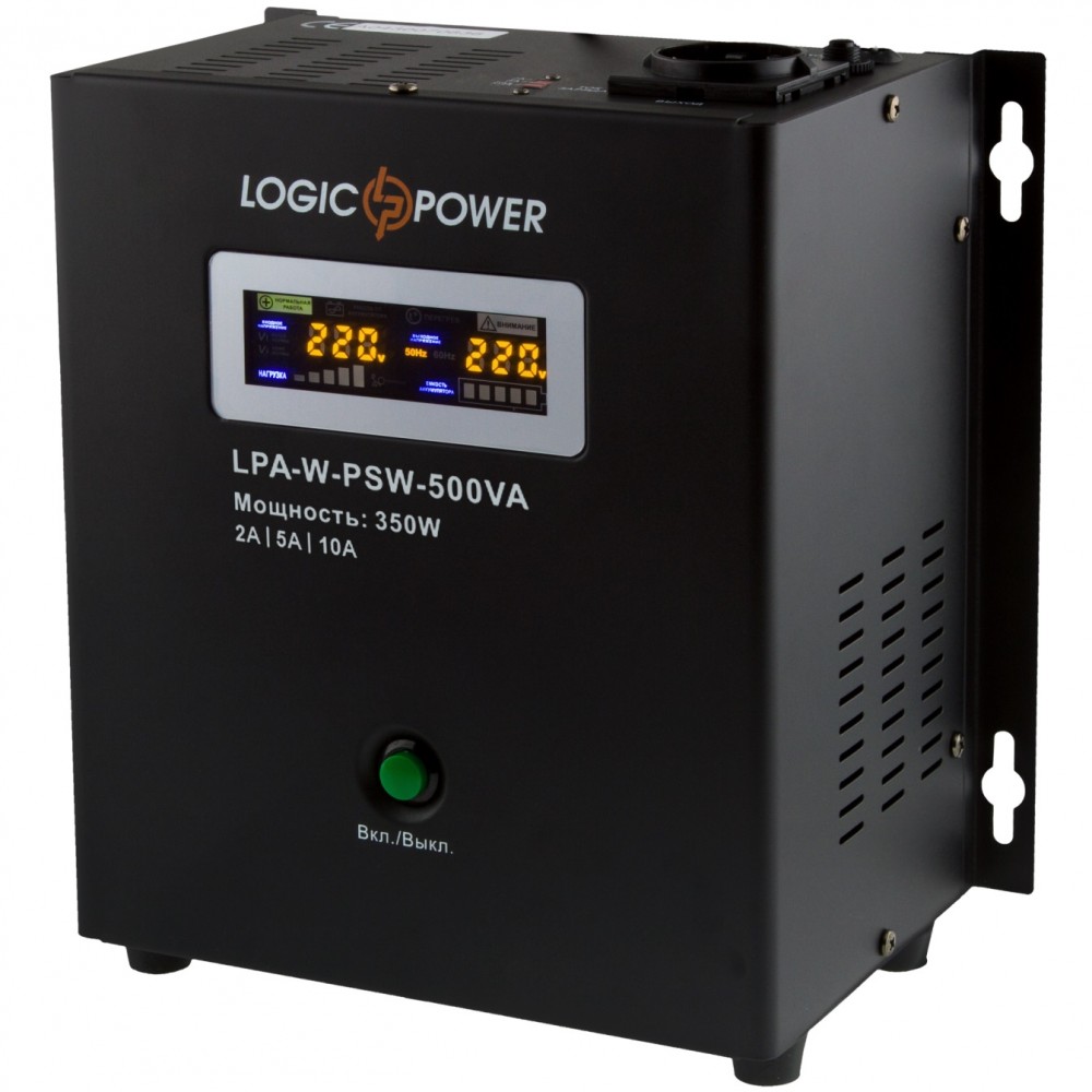 ИБП LogicPower LPA-W-PSW-500VA (350Вт)2A/5A/10A, Lin.int., AVR, 1 x евро, LCD, металл, с правильной