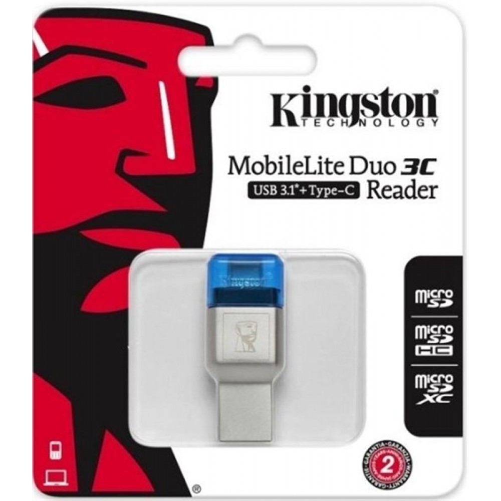 Кардидер Kingston MobileLite Duo 3C Dual Interface USB3.1 Type-A и Type-C microSD (FCR-ML3C) Metal Casing