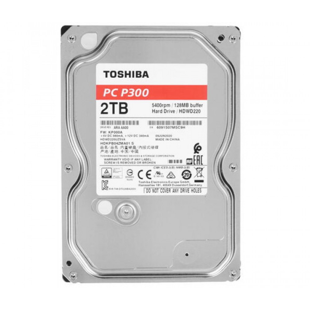 Накопичувач HDD SATA 2.0TB Toshiba P300 5400rpm 128MB (HDWD220UZSVA)