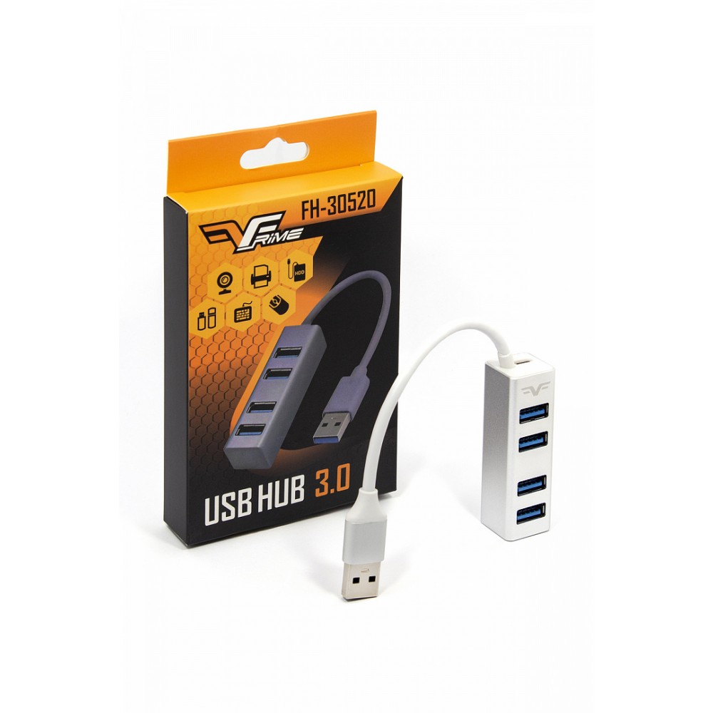 Концентратор USB Frime 4хUSB3.0 Silver (FH-30520)