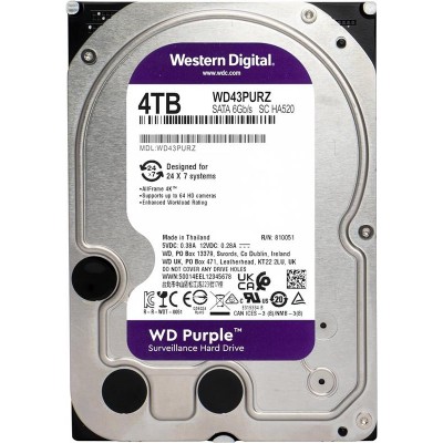 Накопитель HDD SATA 4.0TB WD Purple 5400rpm 256MB (WD43PURZ)