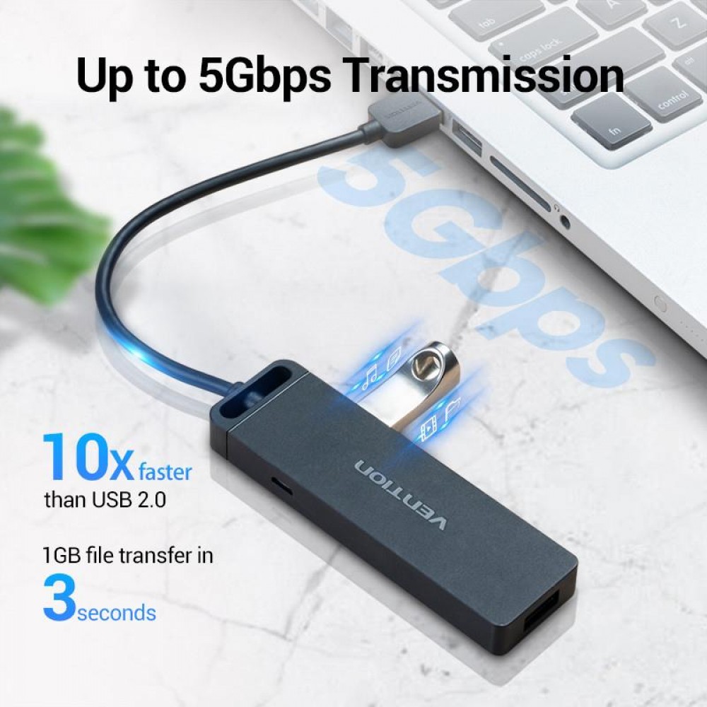 Концентратор Vention 4-Port с micro USB питанием 0.15M Black (CHLBB)