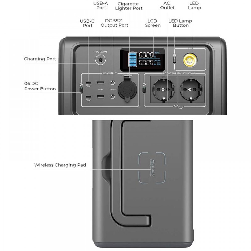 Зарядная станция Bluetti PowerOak EB70 1000W 716Wh (PB930692)