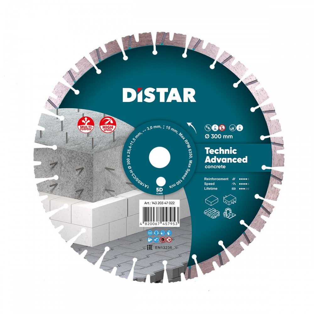 Коло алмазне відрізне 1A1RSS/C3 300x3,0/2,0x15x25,4-(11,5)-22-HIT Technic Advanced DISTAR