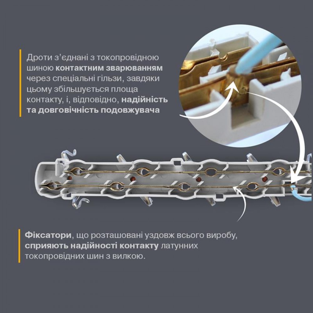 Удлинитель блочный (ABS) Electrum 2 гнезда 2м C-ES-1782