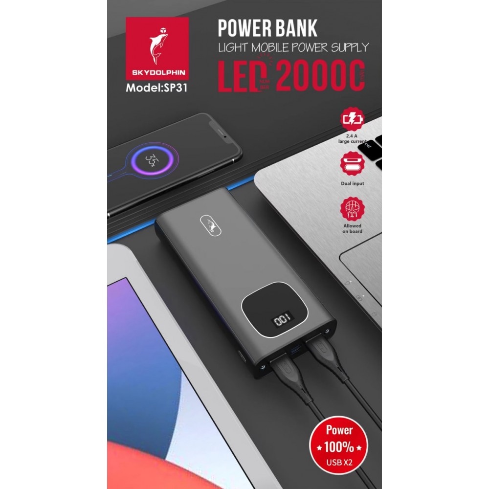 Power Bank SkyDolphin SP31 20000mAh Black (PB-000106)