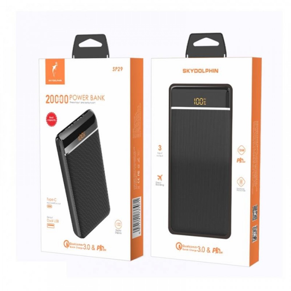 Power Bank SkyDolphin SP29 PD+QC3.0 20000mAh Black (PB-000091)