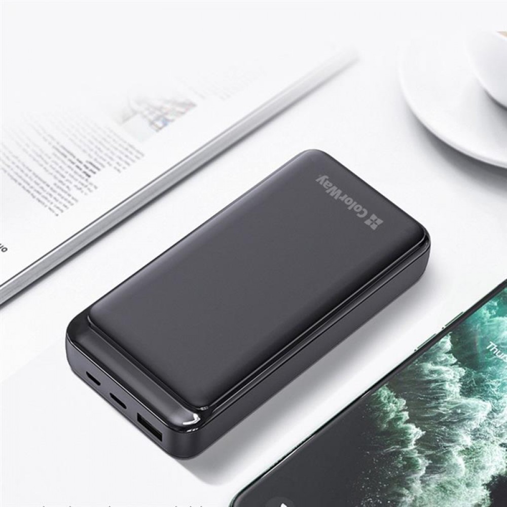 Power Bank ColorWay Slim 20000mAh Black (CW-PB200LPG3BK-PD)