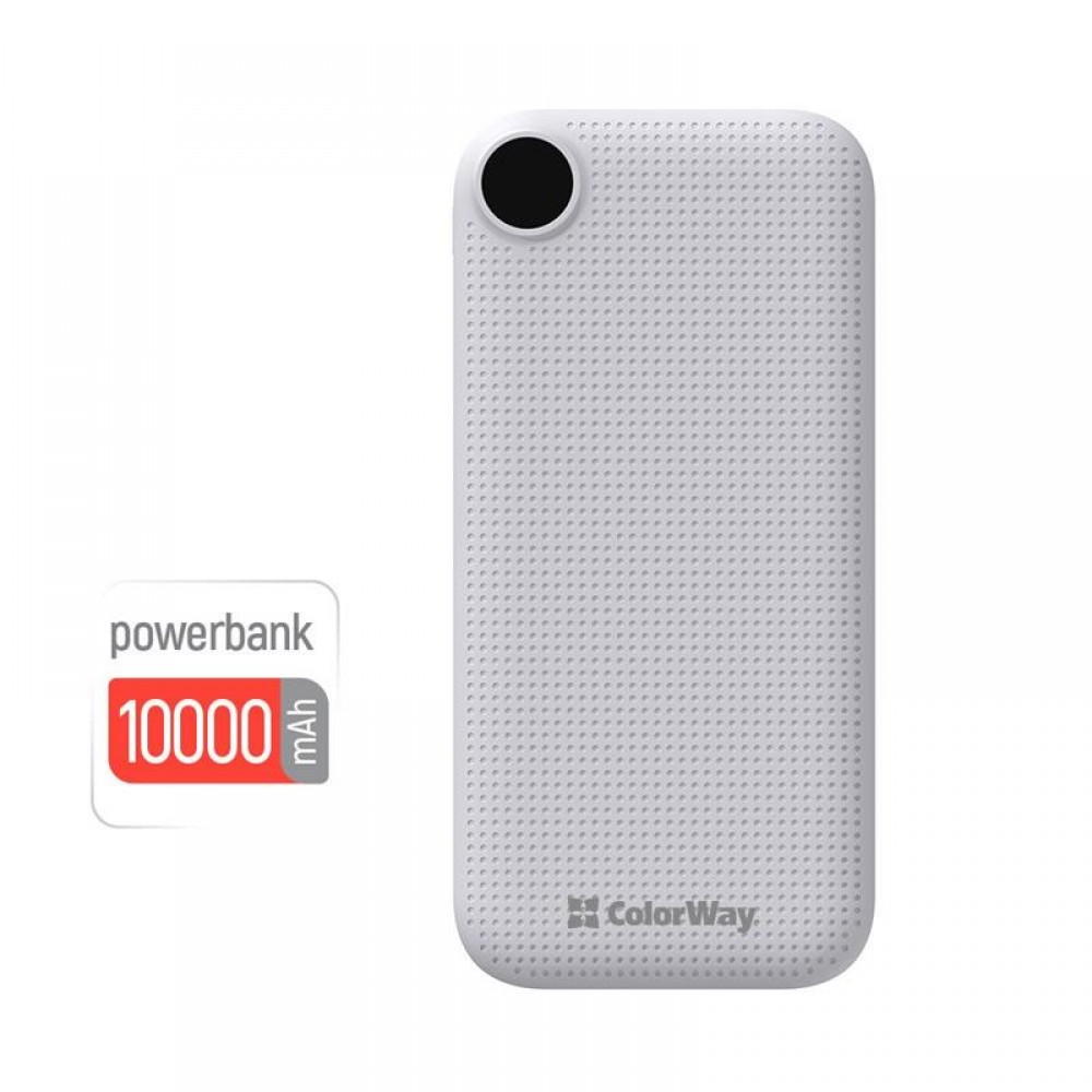 Power Bank ColorWay Slim, LCD 10000mAh White (CW-PB100LPH2WT-D)