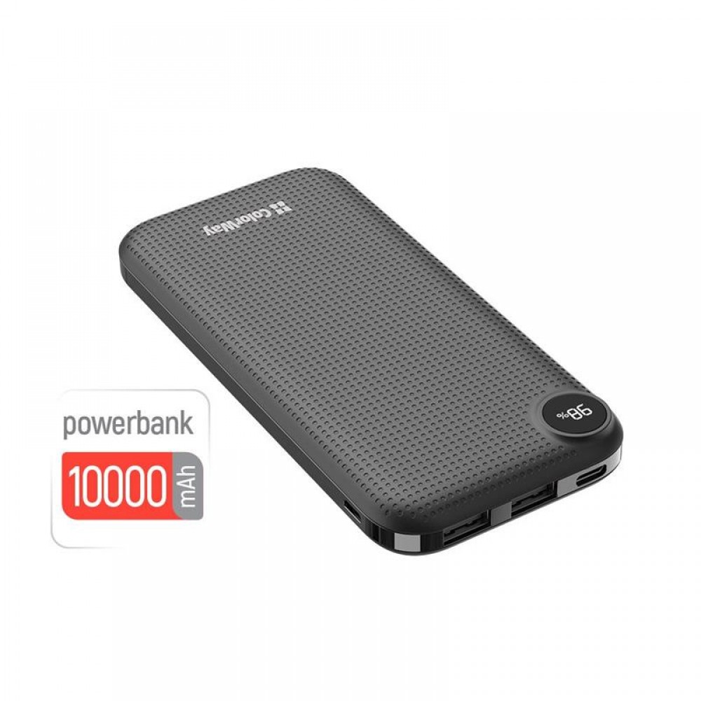 Power Bank ColorWay Slim, LCD 10000mAh Black (CW-PB100LPH2BK-D)