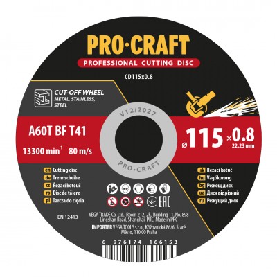 Диск отрезной Procraft CD115x0.8 115 мм 0,8 мм 22,2 мм (011508)