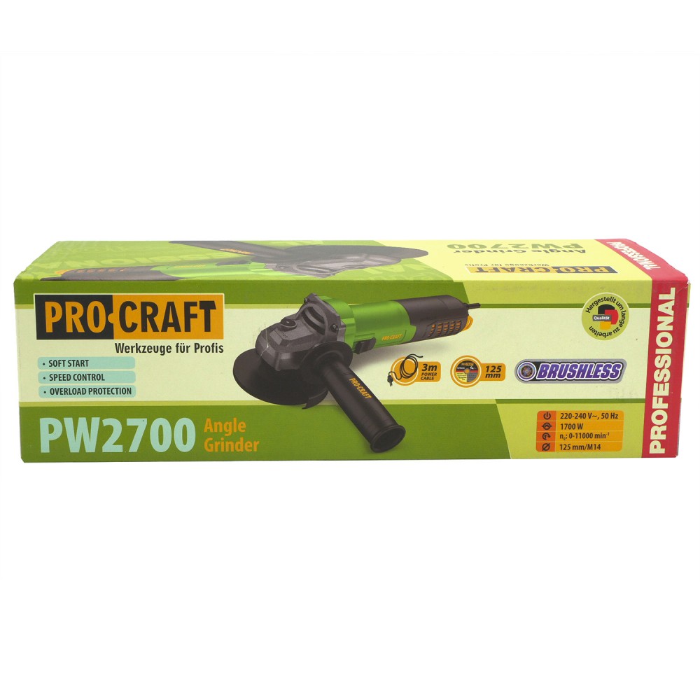 Углошлифовальная машина бесщеточная Procraft PW2350 125 мм (023500)