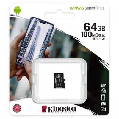 Карта памяти для домофона microSDXC Kingston Canvas Select Plus 64 GB Class 10 А1 UHS-1