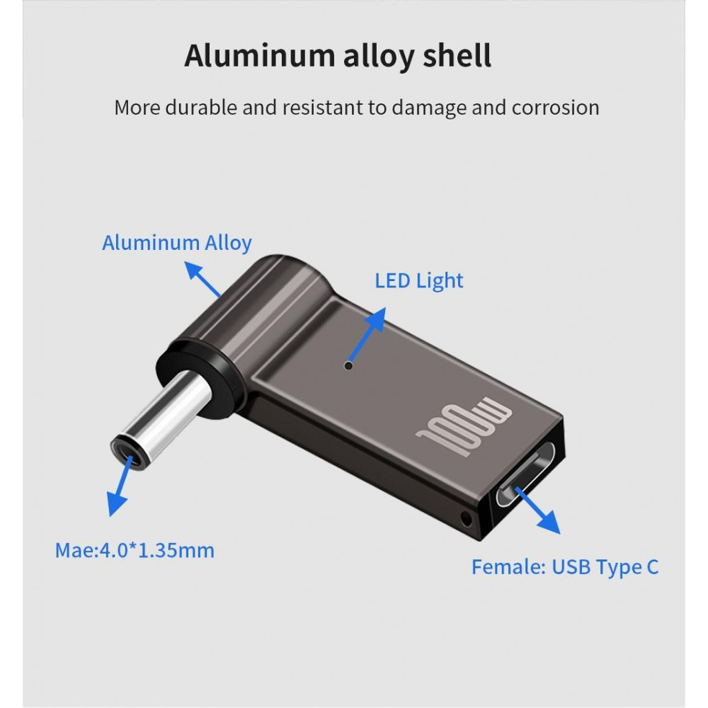 Адаптер питания, переходник type-C to DC (3.5*1.35) PD 100 Вт для ноутбука 5А, 20В