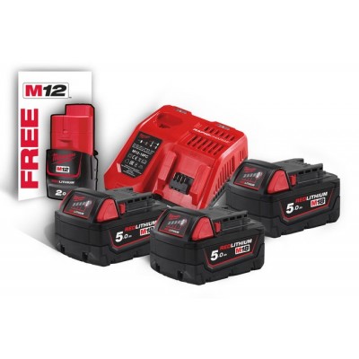 Энергокомплект MILWAUKEE M18 NRG-503 (В5 3шт; З/У M12-18FC) + аккумулятор M12 B2 (4933451423)