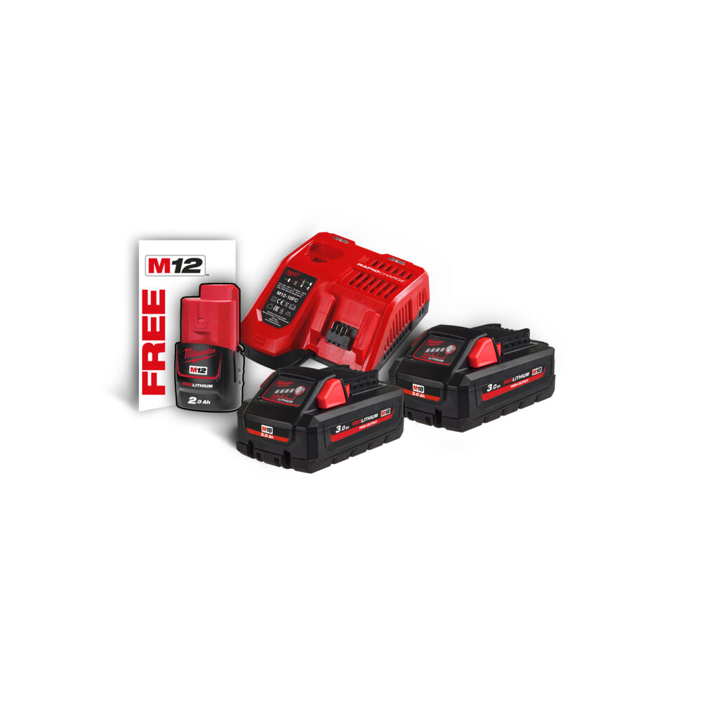 Энергокомплект MILWAUKEE M18 HNRG-302 (В3 2шт; З/У M12-18FC) + аккумулятор M12 B2 (4933471071)