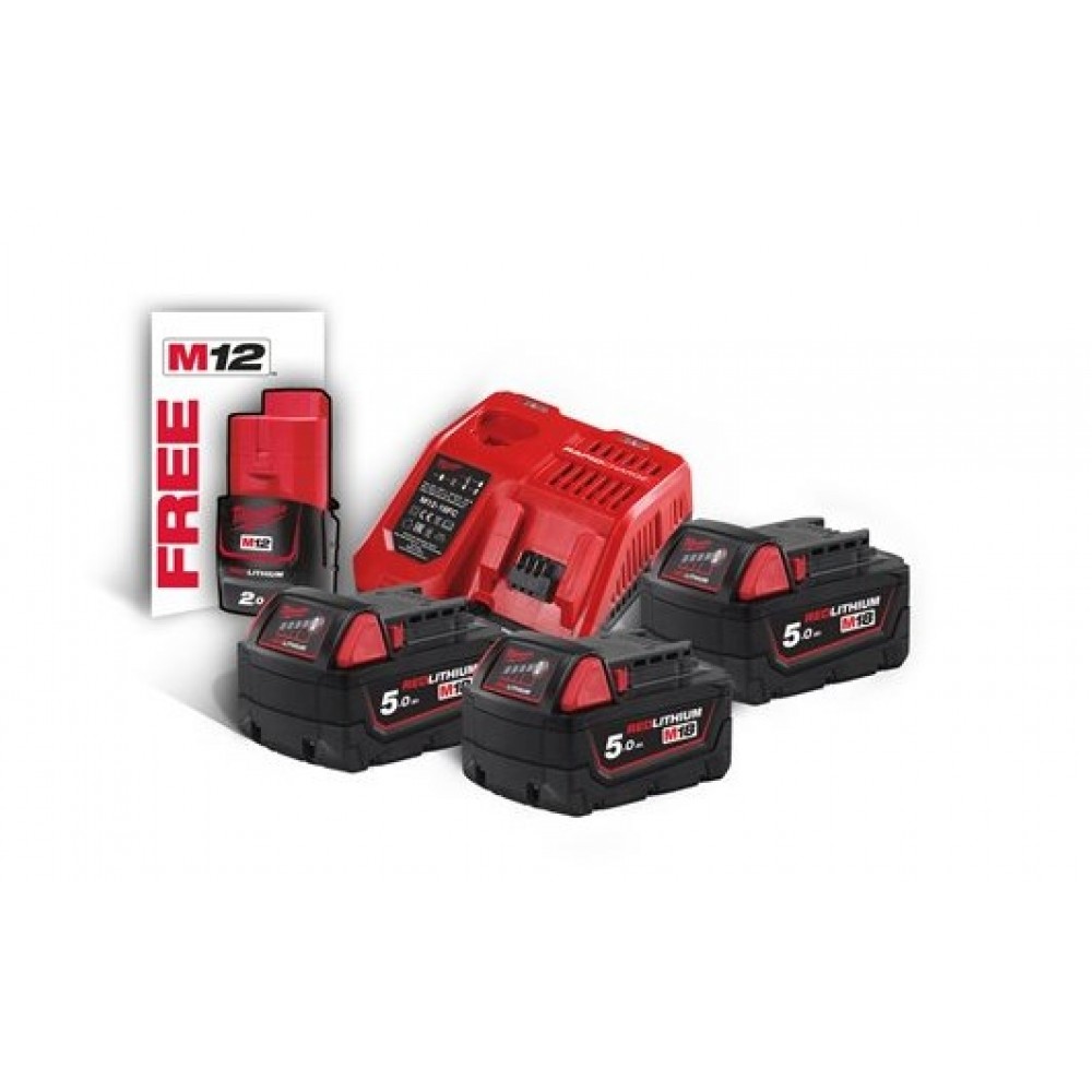 Энергокомплект MILWAUKEE M18 NRG-503 (В5 3шт; З/У M12-18FC) + аккумулятор M12 B2 (4933451423)