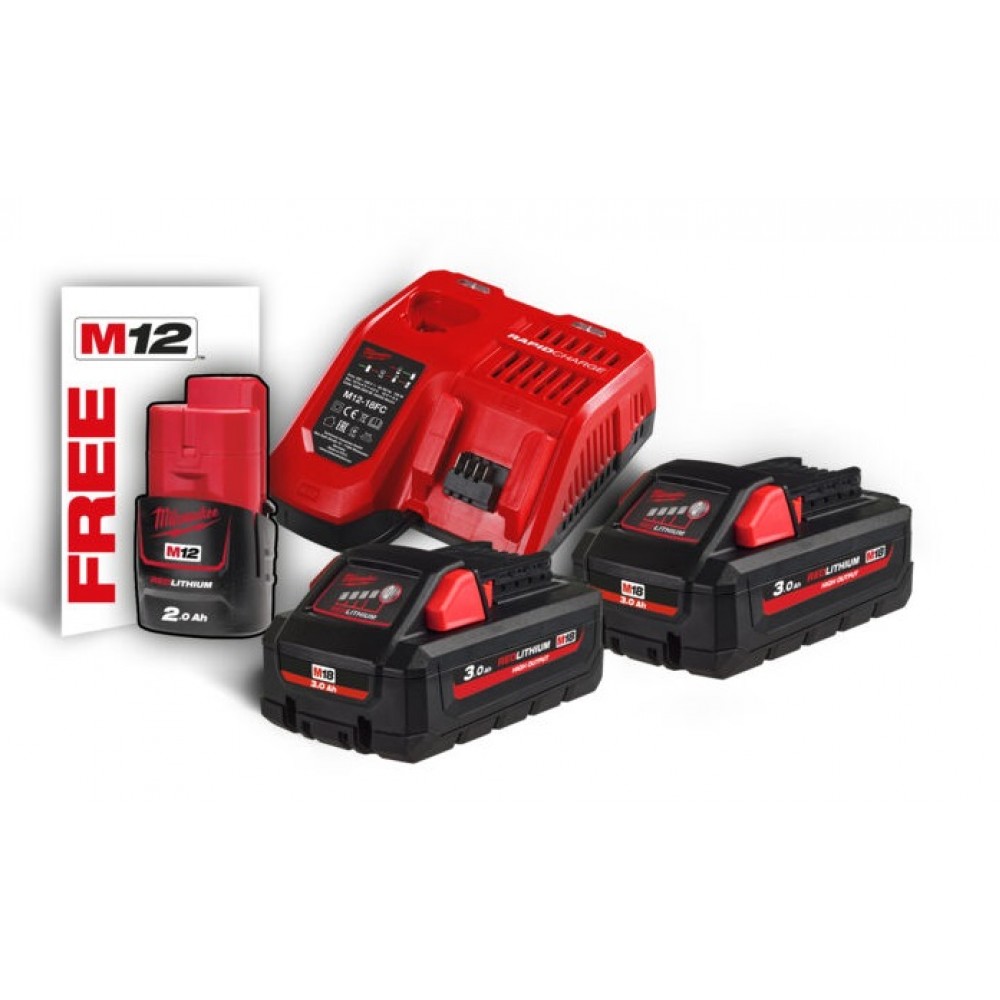 Энергокомплект MILWAUKEE M18 HNRG-302 (В3 2шт; З/У M12-18FC) + аккумулятор M12 B2 (4933471071)