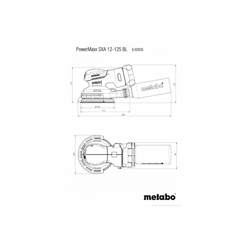 Акумуляторна ексцентрикова шліфувальна машина Metabo PowerMaxx SXA 12-125 BL (602035840)